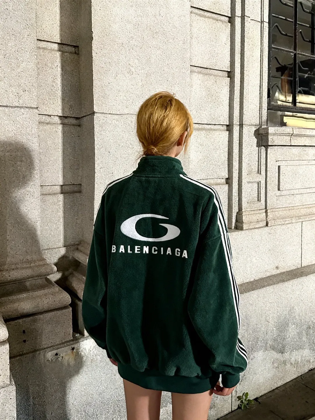 Balenciaga / Balenciaga five-bar drawstring half-ring embroidered polar fleece cotton jacket Upper body consultation picture ℹ️